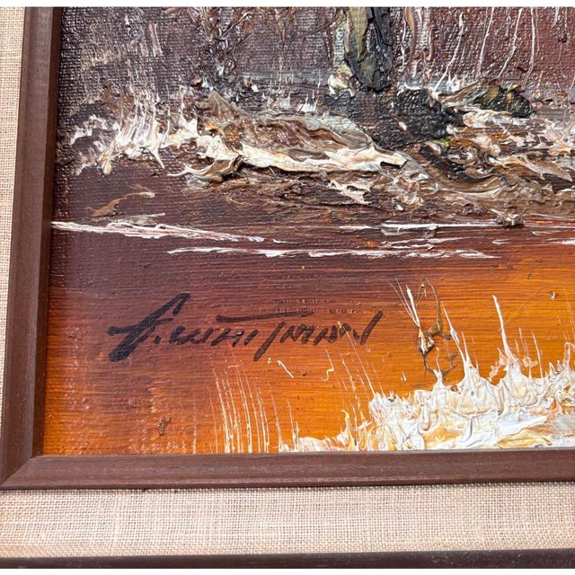 Vintage Mid Century Oil on Canvas Artwork For Sale - Image 4 of 6