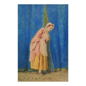 Antique 19th Century Woman With Letter Painting