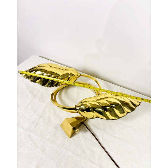 Mid-Century Tommaso Barbi & Carlo Giorgi Brass Double Leaf Lamp For Sale - Image 10 of 12