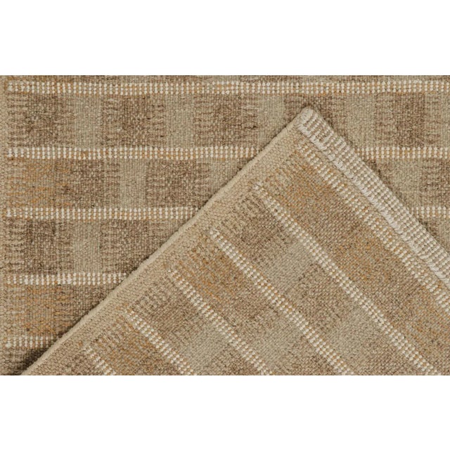 Textile Rug & Kilim’s Beige-Brown Scandinavian Kilim Style Custom Trapezoid Rug Design For Sale - Image 7 of 7