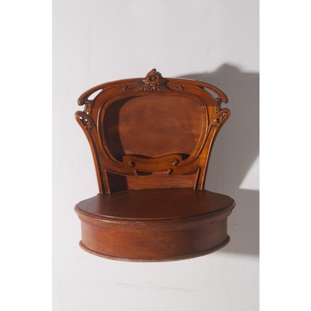 Italian Art Deco Wall-Mounted Bedside Tables with Floral Inlays, 1930, Set of 2 For Sale - Image 4 of 11