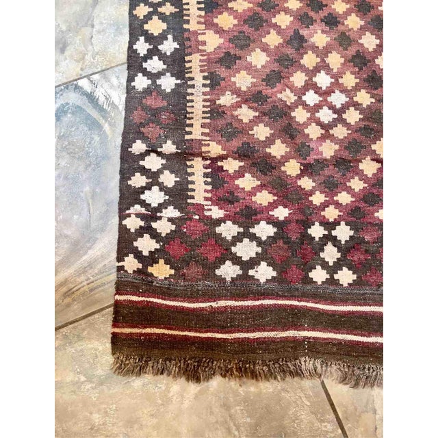 1960s Vintage Kilim Runner Rug with Geometric Diamond Patterns, 1960s For Sale - Image 5 of 9