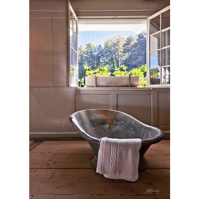 Victorian Metal Bath Tub With Faux Wood Painted Finish With Provenance, Circa 1895 For Sale In West Palm - Image 6 of 8