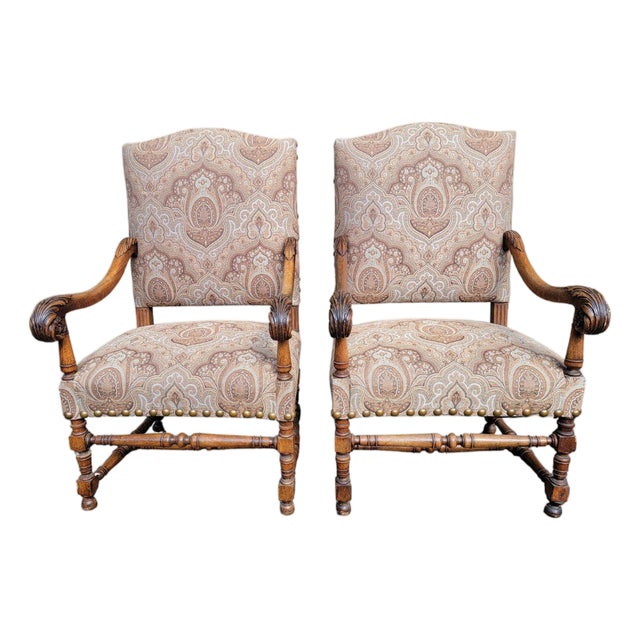 Mid 19th Century A Pair of Frech Walnut Open Armchairs For Sale