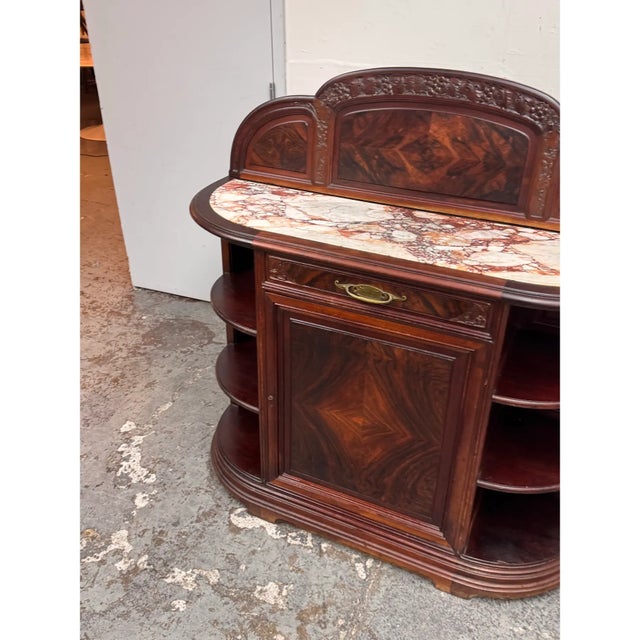 Brown Louis-Jean-Sylvestre Majorelle Art Nouveau Marble Top Sideboard/Cabinet, 19th Century For Sale - Image 8 of 13