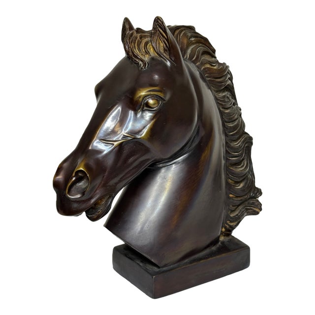 Mid-Century Italian Expressive Bronze Horse Head Sculpture C1950 After Raffaello Romanelli For Sale