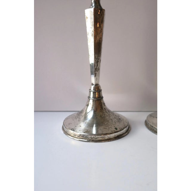 Metal European Continental Silver Candlesticks Holders, Pair For Sale - Image 7 of 12