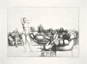 Satyrical Scene - Original Etching by R. Tommasi Ferroni - 1970s 1970s