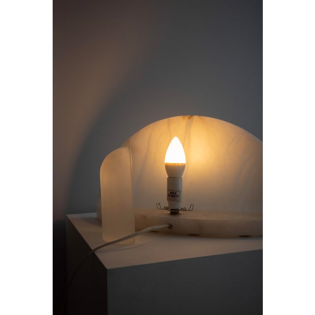 Stone Vintage White Marble Table Lamp, 1980s For Sale - Image 7 of 8
