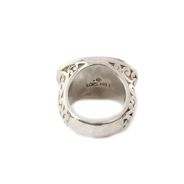 Lois Hill Ring Sterling Silver Oval Top Scroll Design For Sale - Image 4 of 5