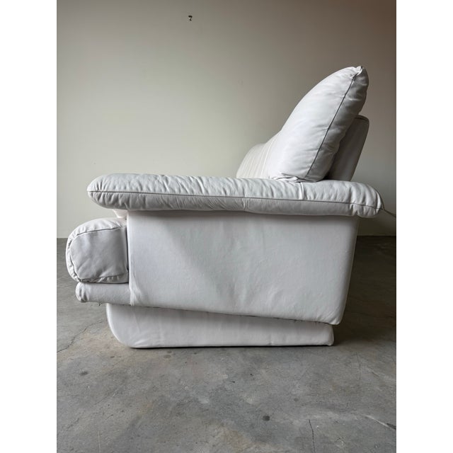 White Natuzzi Italian Postmodern White Leather Sofa For Sale - Image 8 of 12