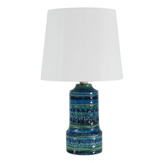 Italian Modern Blue and Green Glazed Table Lamp by Aldo Londi for Bitossi, 1960s For Sale