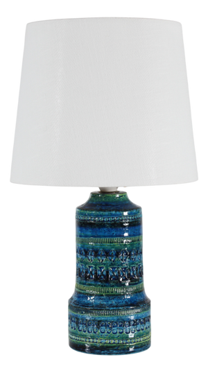 Italian Modern Blue and Green Glazed Table Lamp by Aldo Londi for Bitossi, 1960s