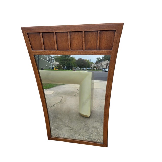 Wood Vintage Danish Modern Century Furniture Wall Mirror Rectangular Dresser Chest For Sale - Image 7 of 8