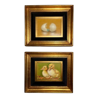 Set of 2 Vintage Original Paintings by Paul Bushnell & Merle Wheeler Signed For Sale