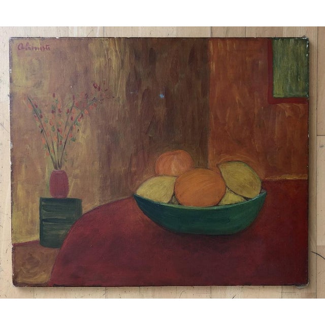 Jean-Jacques Abieniste, Nature morte aux oranges et citrons, Oil on Canvas, in Flawless conditions. Designed 1950 to 1959...