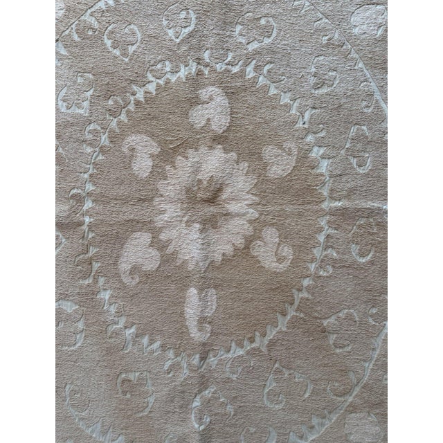 Boho Vintage Suzani from Uzbek, circa mid-1960s. Dimension; 54'' x 56'' inches / 136 x 143 cm / 4'6'' x 4'8'' Material:...