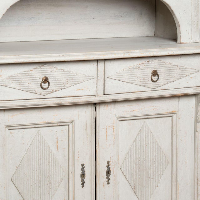 19th Century Danish Gray Painted Pine Cabinet Cupboard With Glass Upper Doors For Sale - Image 13 of 16