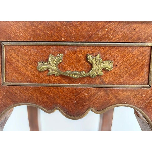French Classic Louis XV Style Marquetry Nightstands With Drawer, 1910 For Sale - Image 9 of 9
