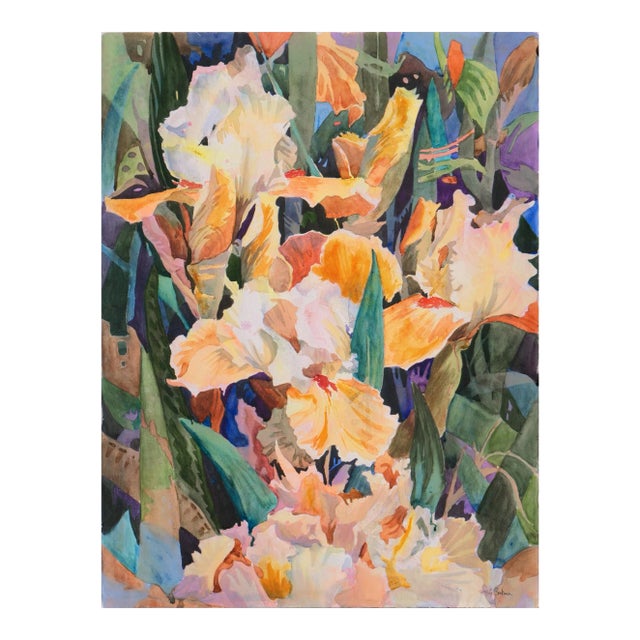 'Golden Irises' by Sally Bookman, St. Martin's School, California Woman Artist, Santa Cruz For Sale