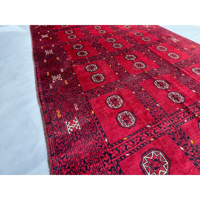 Vintage Afghan Turkmen Ashik Star Gul Garden Compartment Tribal Rug - 9'10" X 6'2" For Sale - Image 10 of 13