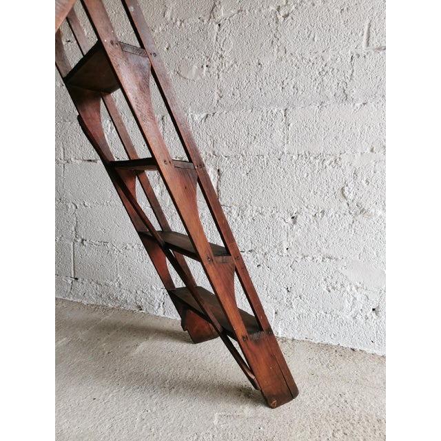 Antique Foldable Library Ladder, Belgium, 1920s For Sale - Image 6 of 10