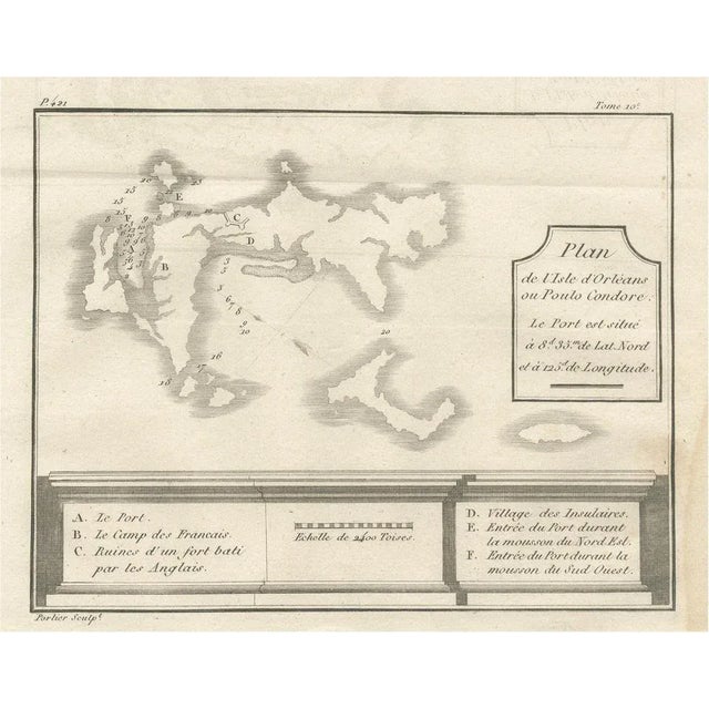 Antique French Engraved Plan of Poulo Condore, 1790s For Sale - Image 10 of 10