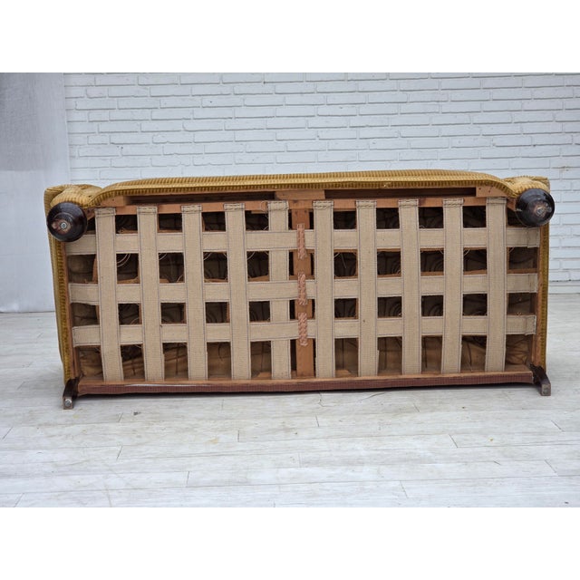 Mid-Century Modern Danish Beech Three-Seater Sofa with Corduroy Upholstery, 1950s For Sale - Image 3 of 18