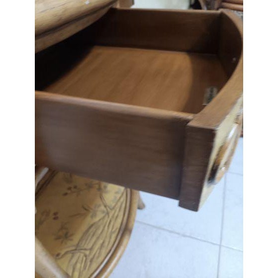 Tan Vintage Faux Bamboo Console Table Hand Painted Chinoiserie Maitland Smith For Sale - Image 8 of 8