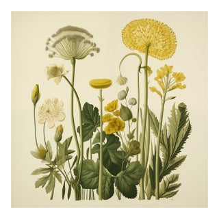 Vintage Botanical Garden Study No. 10 | Botanical Wall Art in Dark Green & Cream For Sale
