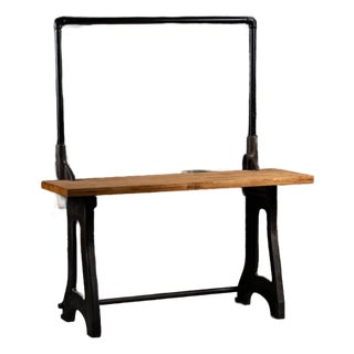 Vintage Industrial Cast Iron Butcher Block Work Bench Island For Sale