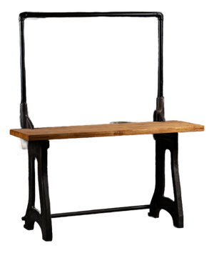 Vintage Industrial Cast Iron Butcher Block Work Bench Island