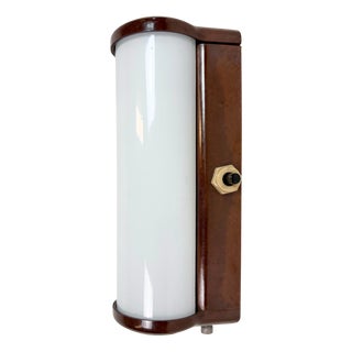 Industrial Brown Bakelite Wall Light with Milk Glass Shade from Elektrosvit, 1950s For Sale