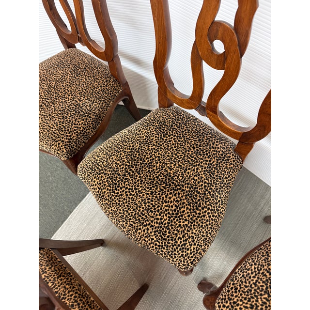 French Provincial Leopard Print Dining Chairs, Set of Four For Sale - Image 10 of 12