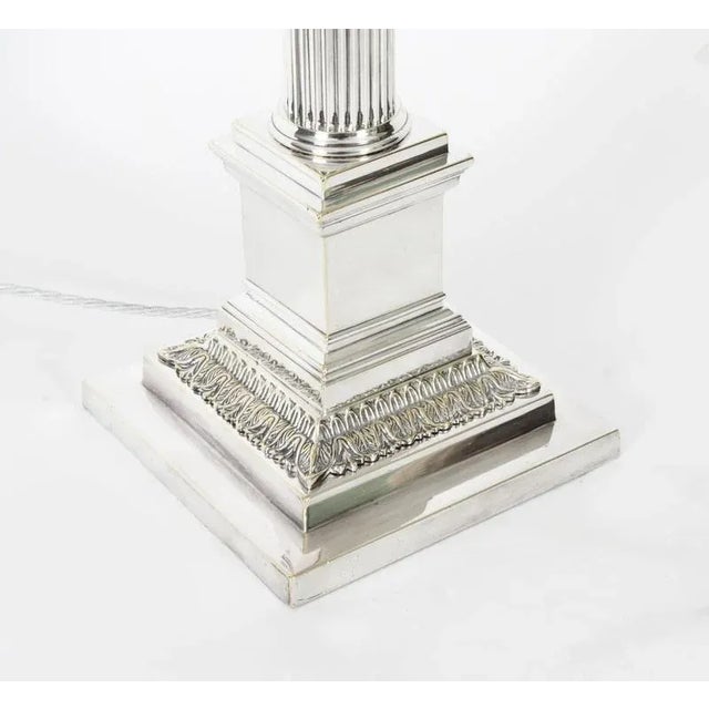 Victorian Silver-Plated Corinthian Column Table Lamp, 19th Century For Sale - Image 6 of 8