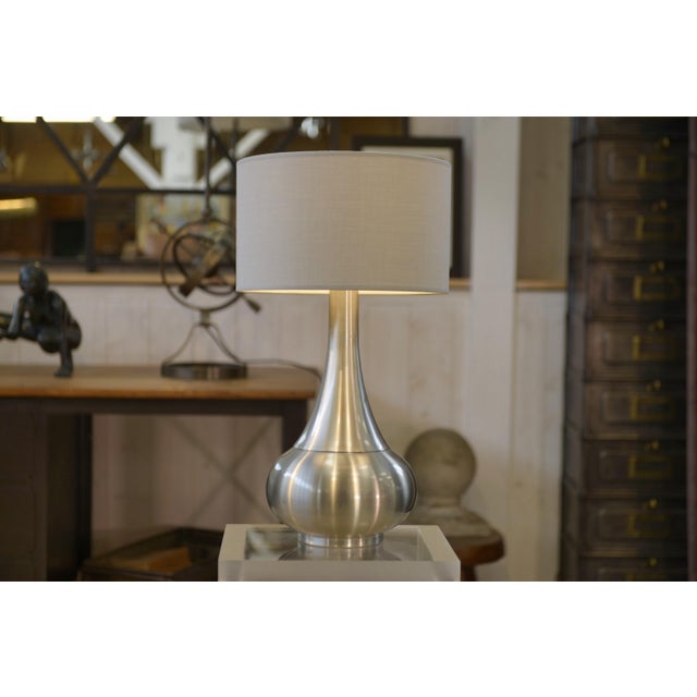 Vintage Table Lamp in Brushed Aluminum, 1970s For Sale - Image 3 of 10
