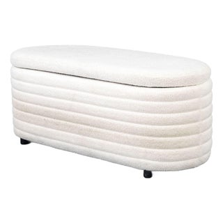 Contemporary Boucle Upholstered Storage Bench For Sale