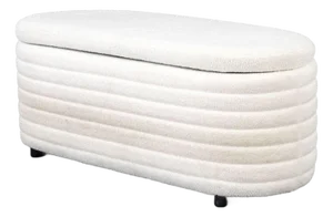 Contemporary Boucle Upholstered Storage Bench