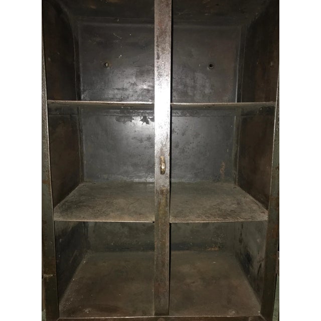 Industrial Two Door Industrial Riveted Steel Automotive Locking Tool Cabinet, Circa 1900 For Sale - Image 3 of 13