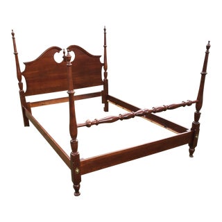 Mid 20th Century Vintage Four Poster Federal Style Cherry Queen Size Bed For Sale