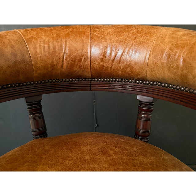 English Library Armchair of Leather and Mahogany in the Georgian Style For Sale - Image 11 of 11
