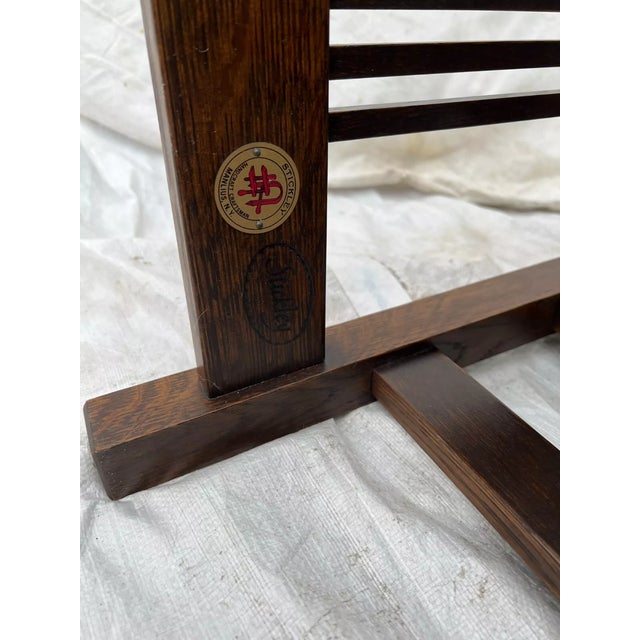 1990s Stickley Mission Arm Chairs Spindle Back and Sides Dark English