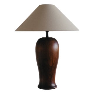 Large Wooden Table Lamp For Sale