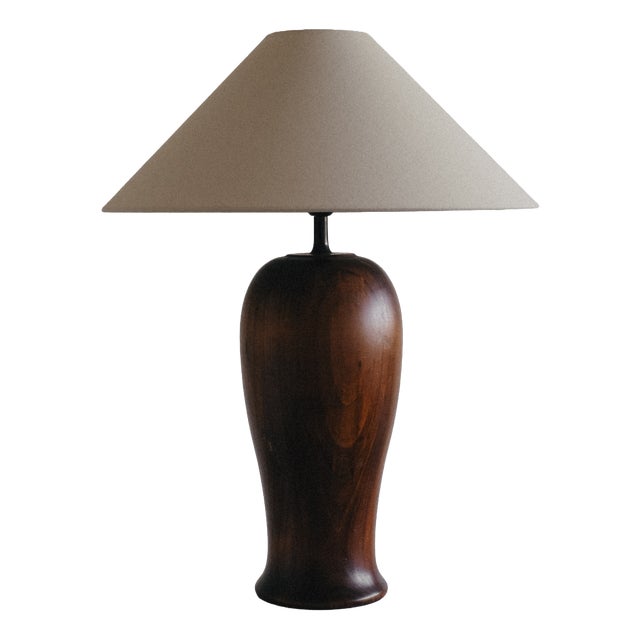 Large Wooden Table Lamp For Sale