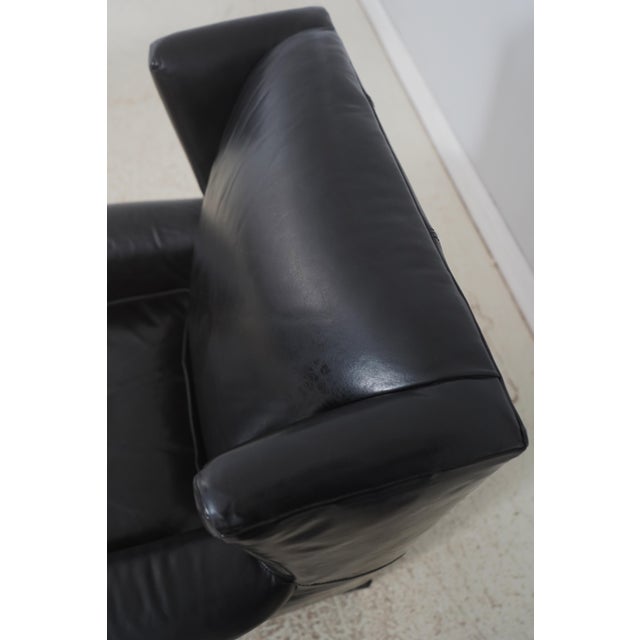 Frontgate Black Leather High Quality Club Wing Chair For Sale - Image 15 of 18