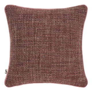 Textured Woven Cushion with Pink Piping Border by Villa Como For Sale
