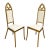 Pair of Hollywood Regency Gothic Revival Gold Dining or Accent Chairs in Ivory Bouclé For Sale