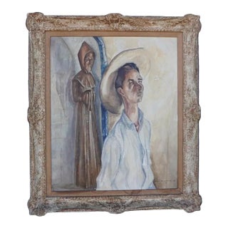 1940s Religious Portrait by Ross Shattuck, Oil on Board For Sale