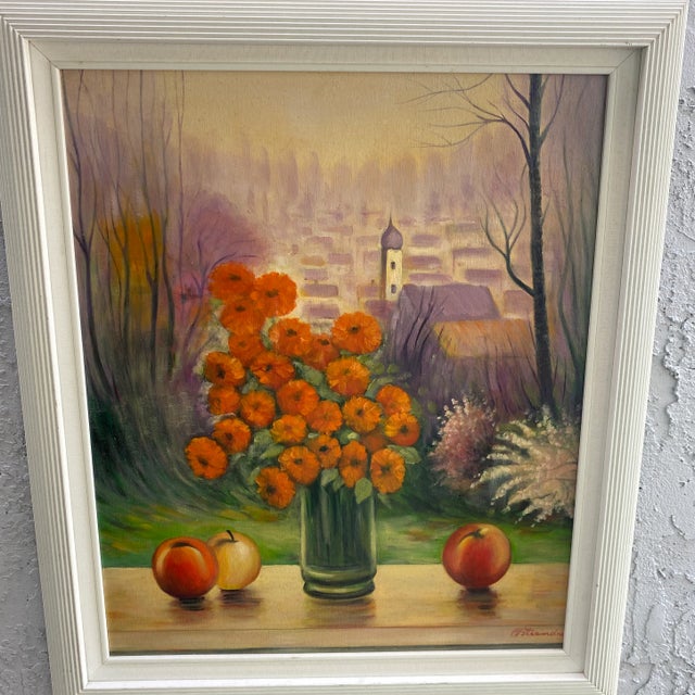 Contemporary 1970s Folk Art Still Life Painting Signed Ostrander, Framed For Sale - Image 3 of 10
