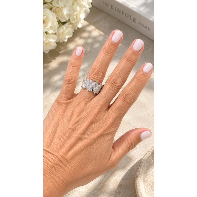 Fred of Paris Pavé Diamond Band Ring in 18K White Gold, 2.18 Carats For Sale - Image 10 of 10